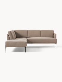 Sofa narożna Fluente, Tapicerka: 100% poliester Dzięki tka, Stelaż: lite drewno sosnowe, Nogi: metal malowany proszkowo , Taupe tkanina, S 221 x G 200 cm, lewostronna