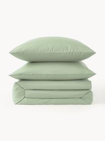 Housse de couette en percale de coton Elsie, Vert sauge, larg. 200 x long. 200 cm