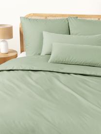 Housse de couette en percale de coton Elsie, Vert sauge, larg. 200 x long. 200 cm