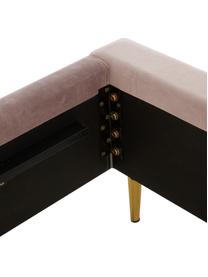 Cama tapizada en terciopelo Glamour, Estructura: madera de pino maciza, Patas: metal latón, Tapizado: terciopelo (poliéster) Al, Terciopelo rosa, 160 x 200 cm