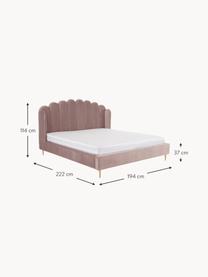 Sametová čalouněná postel Glamour, Starorůžová, Š 160 cm, D 200 cm