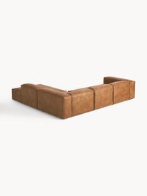 Modulares XL-Ecksofa Lennon aus recyceltem Leder, Bezug: Recyceltes Leder (70 % Le, Gestell: Massives Holz, Sperrholz, Füße: Kunststoff Dieses Produkt, Leder Braun, B 329 x T 269 cm, Eckteil links