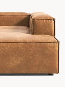 Modulares XL-Ecksofa Lennon aus recyceltem Leder, Bezug: Recyceltes Leder (70 % Le, Gestell: Massives Holz, Sperrholz, Füße: Kunststoff Dieses Produkt, Leder Braun, B 329 x T 269 cm, Eckteil rechts