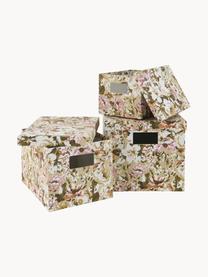 Aufbewahrungsboxen-Set Rose, 3er-Set, Papierstoff, Bunt, Set mit verschiedenen Größen