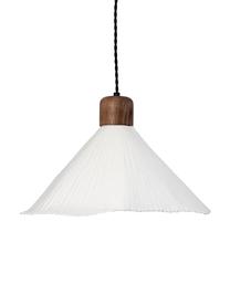 Lampa wisząca z drewna i papieru Linnea, Biały, ciemny brązowy, Ø 40 x W 26 cm