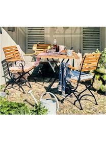 Banco con reposabrazos de exterior plegable Parklife, Asiento: madera de acacia aceitada, Estructura: metal galvanizado con pin, Negro, acacia, An 111 x F 59 cm