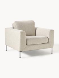 Sofa fauteuil Cucita, Bekleding: geweven stof (100% polyes, Frame: massief grenenhout, berke, Poten: gelakt metaal Dit product, Geweven stof lichtbeige, B 98 x D 94 cm