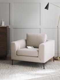 Sofa fauteuil Cucita, Bekleding: geweven stof (100% polyes, Frame: massief grenenhout, berke, Poten: gelakt metaal Dit product, Geweven stof lichtbeige, B 98 x D 94 cm