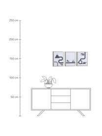 Ingelijste digitale printsset Nidi, 3-delig, Lijst: hout, Afbeelding: canvas, MDF, Wit, zwart, 30 x 42 cm