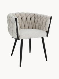 Bouclé fauteuil Molto, Bekleding: 100% polyester, Poten: gecoat metaal, Bouclé gebroken wit, B 63 x D 52 cm