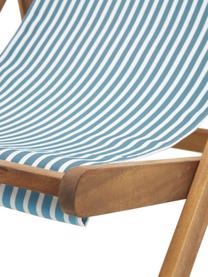 Transat pliable en bois Zoe, Blanc, bleu