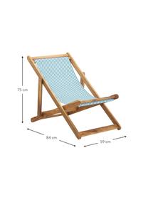 Transat pliable en bois Zoe, Blanc, bleu