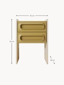 Table de chevet Space, MDF, Vert olive, beige clair, larg. 45 x prof. 63 cm