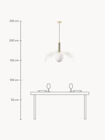 Lámpara de techo grande Dela, Pantalla: vidrio, Cable: plástico, Blanco, plateado, Ø 21 x Al 150 cm