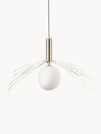 Lámpara de techo grande Dela, Pantalla: vidrio, Cable: plástico, Blanco, plateado, Ø 21 x Al 150 cm