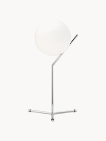 Lampa stołowa ze szkła dmuchanego z funkcją przyciemniania IC Lights, Stelaż: stal powlekana, Odcienie srebrnego, biały, S 32 x W 53 cm