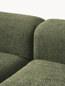 Modulares Sofa Natalie (3-Sitzer) aus Teddy-Bouclé, Bezug: Teddy-Bouclé (100 % Polye, Gestell: mitteldichte Holzfaserpla, Sockel: Massives Buchenholz, lack, Teddy-Bouclé Dunkelgrün, helles Buchenholz, B 283 x T 107 cm