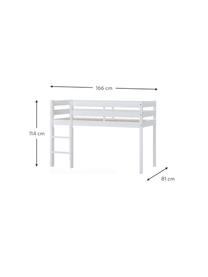 Halbhochkinderbett Eco Comfort aus Kiefernholz, 70 x 160 cm, Massives Kiefernholz, FSC-zertifiziert, Schichtholz, Kiefernholz, weiss lackiert, B 70 x L 160 x H 114 cm