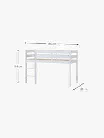 Halfhoog kinderbed Eco Comfort van grenenhout, 70 x 160 cm, Massief grenenhout, FSC-gecertificeerd, multiplex, Wit, B 70 x B 160 x H 114 cm