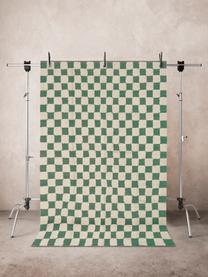 Handgewebter Teppich Penton mit Hoch-Tief-Effekt, 100 % Baumwolle, Cremeweiß, Grün, B 170 x L 240 cm (Größe M)