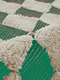Alfombra artesanal texturizada Penton, 100% algodón, Blanco, verde, An 170 x L 240 cm (Tamaño M)
