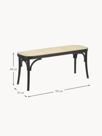 Banc en cannage Franz, Noir, beige, larg. 110 x haut. 47 cm