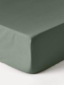 Drap-housse en satin de coton Premium, Vert foncé, larg. 90 x long. 200 cm, haut. 25 cm
