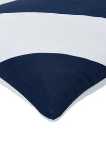 Housse de coussin rectangulaire Ren, 100 % coton, Blanc, bleu foncé, larg. 30 x long. 50 cm