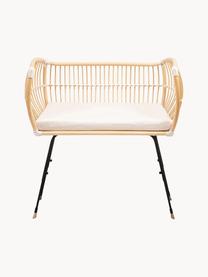 Handgefertigtes Beistell-Babybett Martha aus Rattan, höhenverstellbar, Beine: Metall, beschichtet, Füße: Mangoholz, Matratze: Kokoskern, Schafwolle, Ba, Beige, Off White, B 50 x L 80 cm