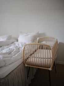 Handgefertigtes Beistell-Babybett Martha aus Rattan, höhenverstellbar, Beine: Metall, beschichtet, Füße: Mangoholz, Matratze: Kokoskern, Schafwolle, Ba, Beige, Off White, B 50 x L 80 cm