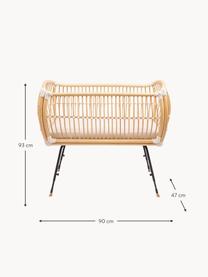 Handgefertigtes Beistell-Babybett Martha aus Rattan, höhenverstellbar, Beine: Metall, beschichtet, Füße: Mangoholz, Matratze: Kokoskern, Schafwolle, Ba, Beige, Off White, B 50 x L 80 cm