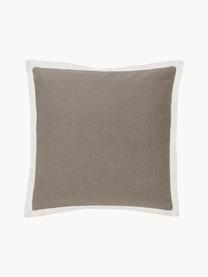 Housse de coussin en lin beige 45x45 Mira, 51 % lin, 49 % coton, Beige, larg. 45 x long. 45 cm