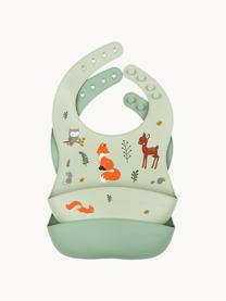 Silikon-Lätzchen Forest Friends, 2er-Set, Silikon, wasserdicht, BPA- und Phtalatfrei, Lebensmittelecht, LFGB geprüft, Salbeigrün, Olivgrün, Mehrfarbig, B 23 x H 27 cm