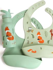 Silikon-Lätzchen Forest Friends, 2er-Set, Silikon, wasserdicht, BPA- und Phtalatfrei, Lebensmittelecht, LFGB geprüft, Salbeigrün, Olivgrün, Mehrfarbig, B 23 x H 27 cm