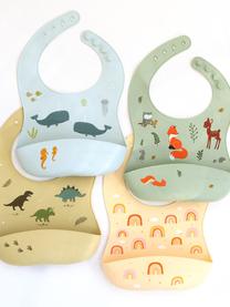 Silikon-Lätzchen Forest Friends, 2er-Set, Silikon, wasserdicht, BPA- und Phtalatfrei, Lebensmittelecht, LFGB geprüft, Salbeigrün, Olivgrün, Mehrfarbig, B 23 x H 27 cm