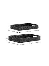 Serviertablett Binu aus Bambus in verschiedene Grössen, 2er-Set, Bambus, gefärbt, Schwarz, Set mit verschiedenen Grössen