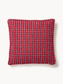 Housse de coussin 45x45 hivernale Myles, Blanc crème, rouge, larg. 45 x long. 45 cm