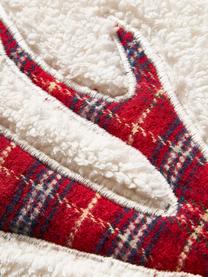 Housse de coussin 45x45 hivernale Myles, Blanc crème, rouge, larg. 45 x long. 45 cm