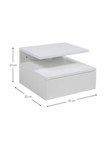 Comodino da parete Ashlan, Pannello di fibra a media densità (MDF) laccato, Bianco, Larg. 35 x Alt. 23 cm