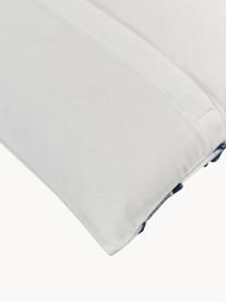 Housse de coussin 45x45 à franges Raja, 100 % coton, Blanc crème, bleu, larg. 45 x long. 45 cm