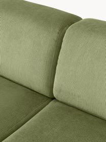 XL-Ecksofa Melva aus Cord, Bezug: Cord (92 % Polyester, 8 %, Gestell: Massives Kiefern- und Fic, Cord Olivgrün, B 339 x T 339 cm