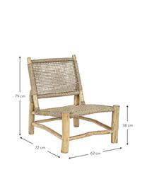 Teakhouten loungefauteuil Lampok, Frame: teakhout, Beige, teakhout, B 62 cm x H 79 cm