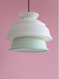 Kleine hanglamp CL4, Lampenkap: silicone, kunststof, Lichtgroen, wit, Ø 26 x H 20 cm