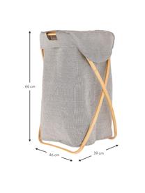 Wasmand Maya, Frame: bamboehout, Wasmand: lichtgrijs. Frame: beige, B 39 x H 66 cm