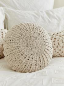 Coussin crocheté rond Brielle, Beige, Ø 40 cm