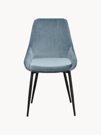 Chaises rembourrées en velours Sierra, 2 pièces, Velours gris-bleu, noir, larg. 49 x prof. 55 cm