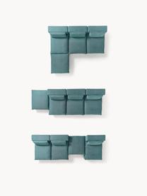 Canapé d'angle modulable XL avec pouf Felix, Tissu vert turquoise, larg. 300 x prof. 250 cm