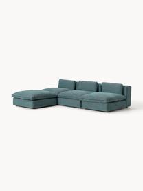 Canapé d'angle modulable XL avec pouf Felix, Tissu vert turquoise, larg. 300 x prof. 250 cm