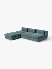 Narożna sofa modułowa XL z pufem Felix, Tapicerka: 100% poliester Dzięki tka, Nogi: tworzywo sztuczne Ten pro, Turkusowo-zielona tkanina, B 300 x T 250 cm