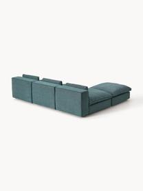 Canapé d'angle modulable XL avec pouf Felix, Tissu vert turquoise, larg. 300 x prof. 250 cm